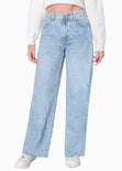 Jean wide leg de tiro alto color azul, denim para mujer - Flashy