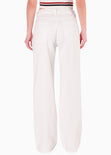 Jean wide leg tiro medio color blanco, marfil para mujer - Flashy