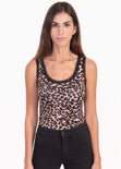Blusa tiras leopardo encaje básica para mujer - Flashy