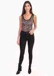 Blusa tiras leopardo encaje básica para mujer - Flashy
