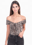 Blusa off shoulder leopardo para mujer - Flashy