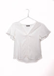 Blusa manga corta con bolillo en escote para mujer - Flashy