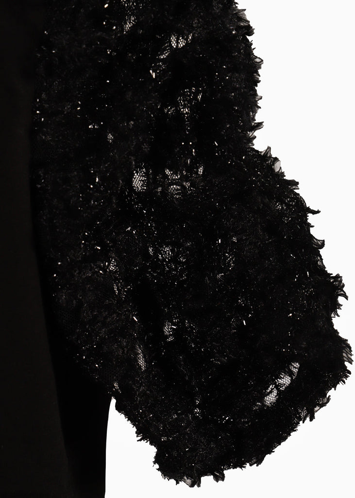 Camiseta estampada "Glamour" con recogido en mangas color negro para mujer - Flashy