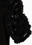 Camiseta estampada "Glamour" con recogido en mangas color negro para mujer - Flashy