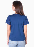Camiseta estampada con mangas de ojalillo "Happiness" para mujer - Flashy
