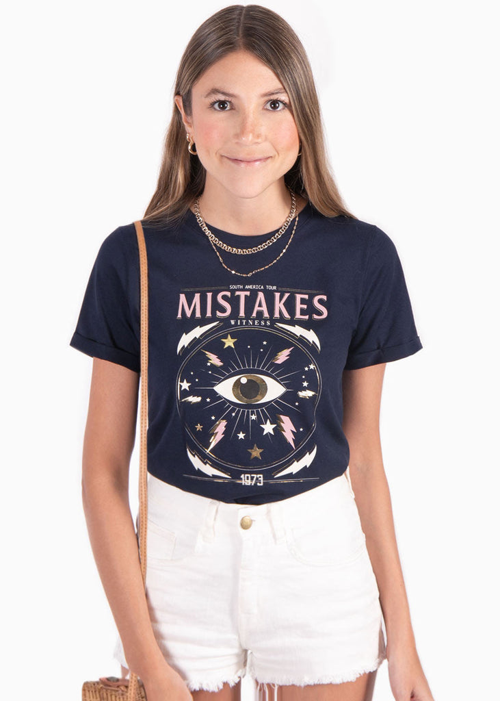Camiseta con estampado "mistakes" color azul para mujer - Flashy