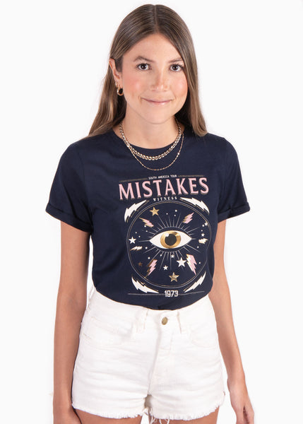 Camiseta con estampado "mistakes" color azul para mujer - Flashy