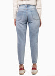 Mom jean color azul, denim para mujer - Flashy