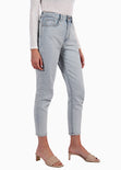 Mom jean color azul, denim para mujer - Flashy