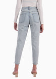 Mom jean color azul, denim para mujer - Flashy