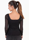Blusa anudada en escote manga larga para mujer - Flashy