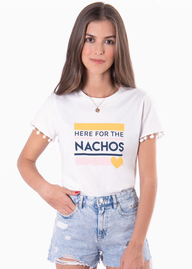 Camiseta estampada "Here for the nachos" para mujer - Flashy