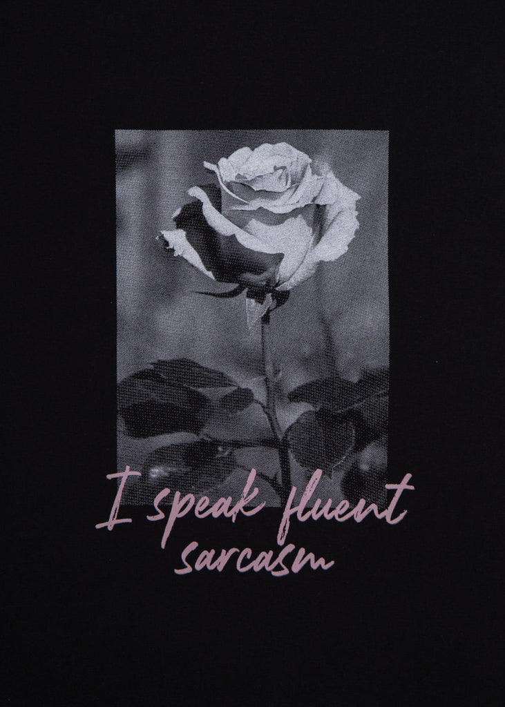 Camiseta estampada "I speak fluent sarcasm" para mujer - Flashy