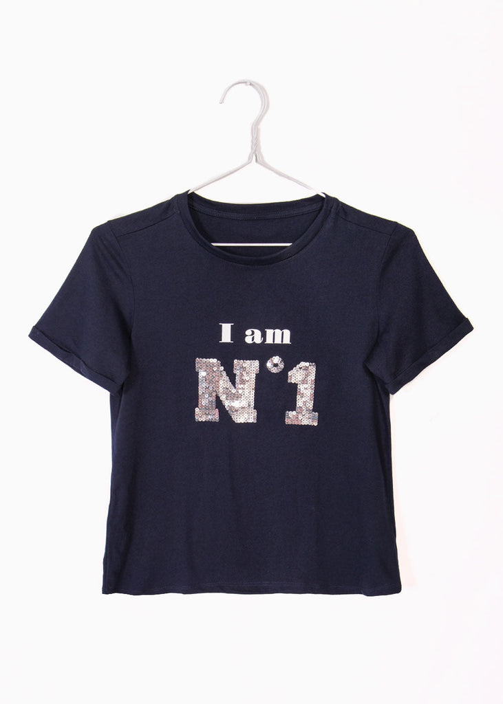 Camiseta estampada "I am N1" para mujer - Flashy