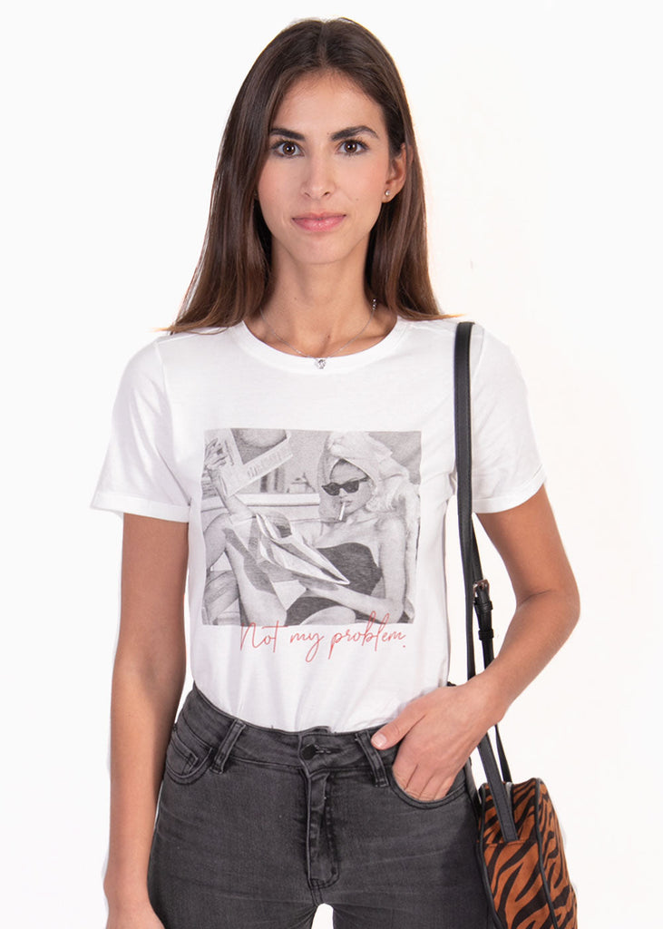 Camiseta estampada "Not my problem" para mujer - Flashy