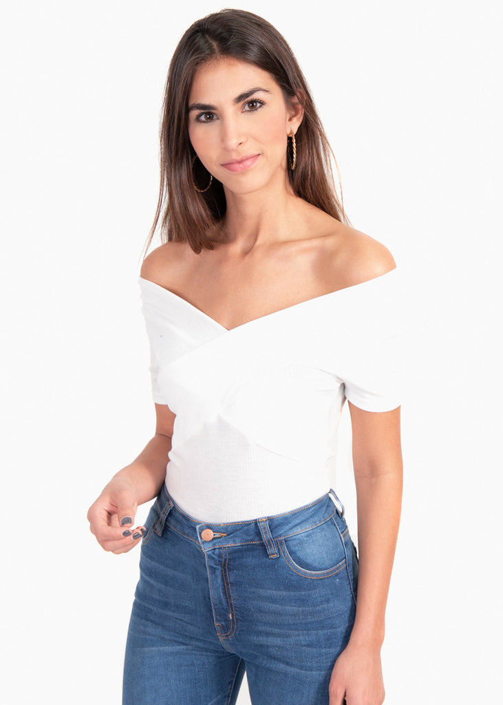 Blusa off shoulder cruzada para mujer - Flashy