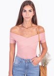 Blusa campesina con cruce en escote para mujer - Flashy
