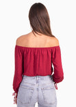 Blusa crop manga larga off shoulder para mujer - Flashy