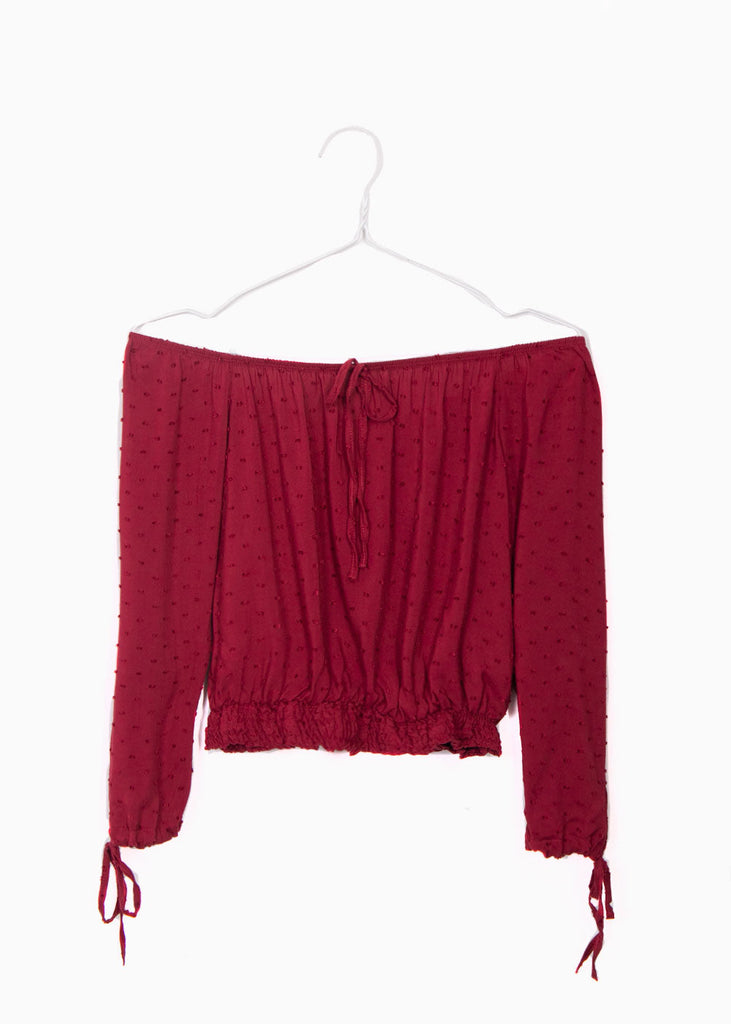Blusa crop manga larga off shoulder para mujer - Flashy
