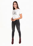 Camiseta estampada "Oh" para mujer - Flashy