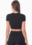 Top deportivo manga corta color negro para mujer - Flashy