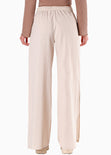 Pantalón con abertura en costados y ajustable en cintura color beige para mujer - Flashy