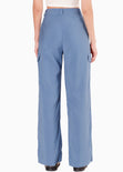 Pantalón con prenses y bolsillo tipo cargo color azul para mujer - Flashy