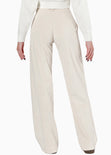 Pantalón recto de corduroy color beige para mujer - Flashy