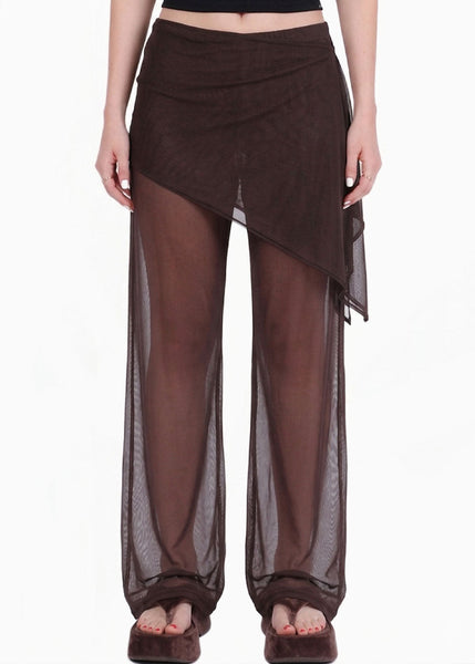 Pantalón recto de malla con falda - SAMARA