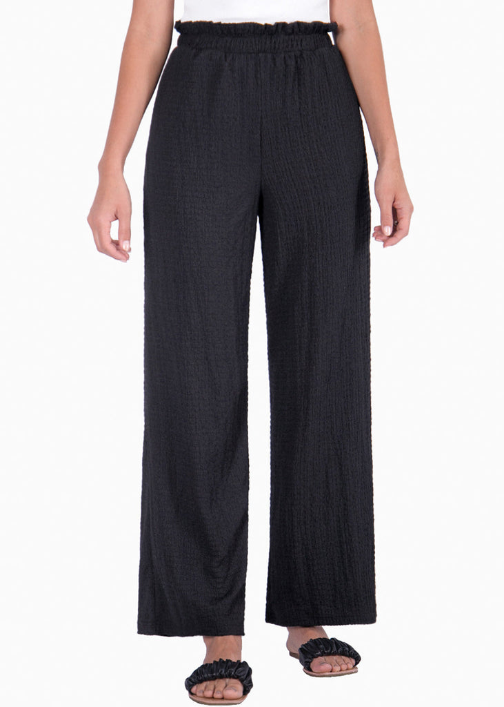 Pantalón recto tiro alto con elástico en cintura color negro para mujer - Flashy