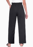 Pantalón recto tiro alto con elástico en cintura color negro para mujer - Flashy