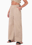 Pantalón recto tiro alto color beige para mujer - Flashy