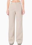 Pantalón sin prenses y con botón de color beige - CARMELINA