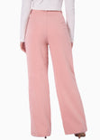 Pantalón tiro alto wide leg color rosado para mujer - Flashy