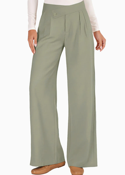 Pantalón wide leg con pretina cruzada - HELECHO.VERDE