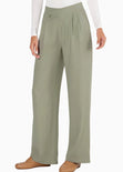 Pantalón wide leg con pretina cruzada - HELECHO.VERDE