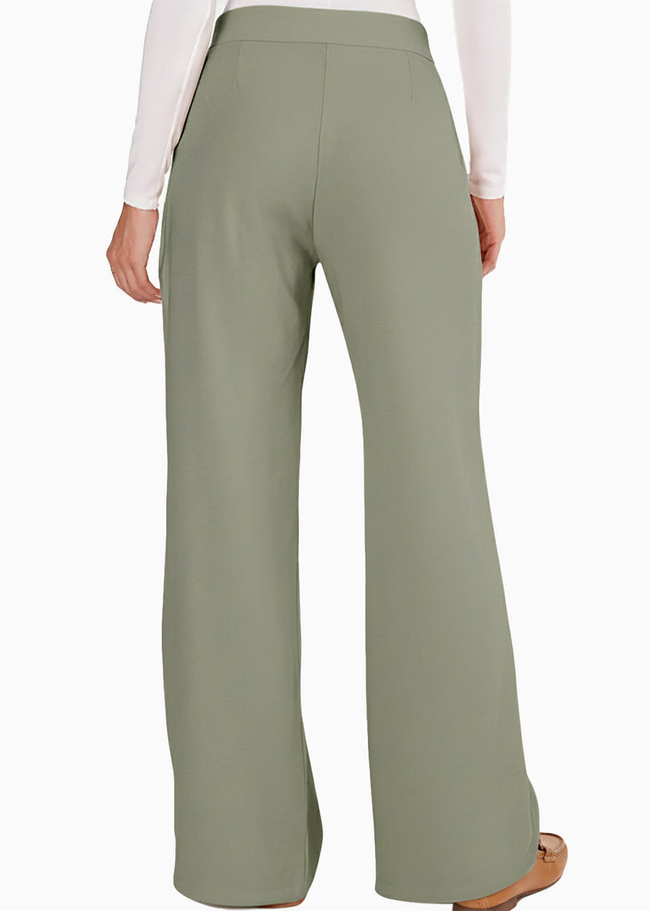 Pantalón wide leg con pretina cruzada - HELECHO.VERDE