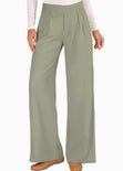 Pantalón wide leg con pretina cruzada - HELECHO.VERDE