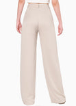 Pantalón wide leg de tiro alto color beige para mujer - Flashy