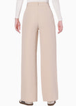 Pantalón wide leg tipo sastre color beige para mujer - Flashy