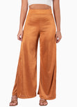 Pantalón wide leg tiro alto color naranja para mujer - Flashy