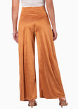 Pantalón wide leg tiro alto color naranja para mujer - Flashy