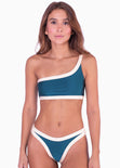 Panty de vestido de baño con contraste de color color azul para mujer - Flashy