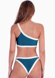 Panty de vestido de baño con contraste de color color azul para mujer - Flashy