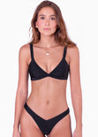 Panty de vestido de baño con la pretina en v color negro para mujer - Flashy