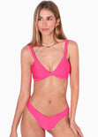 Panty de vestido de baño con la pretina en v color fucsia para mujer - Flashy