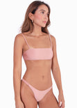 Panty de vestido de baño con tiras en los costados color rosado para mujer - Flashy