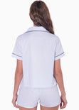 Pijama con blusa manga corta de botones y short color azul para mujer - Flashy