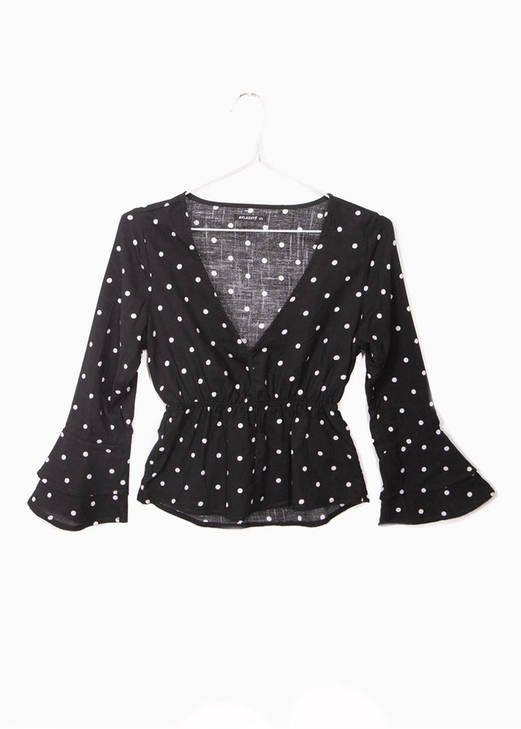 Blusa con estampado de puntos y resorte para mujer - Flashy