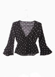 Blusa con estampado de puntos y resorte para mujer - Flashy